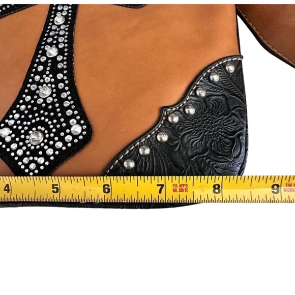 Western Crossbody Bag With Rhinestone Cross Design - Picture 7 of 9